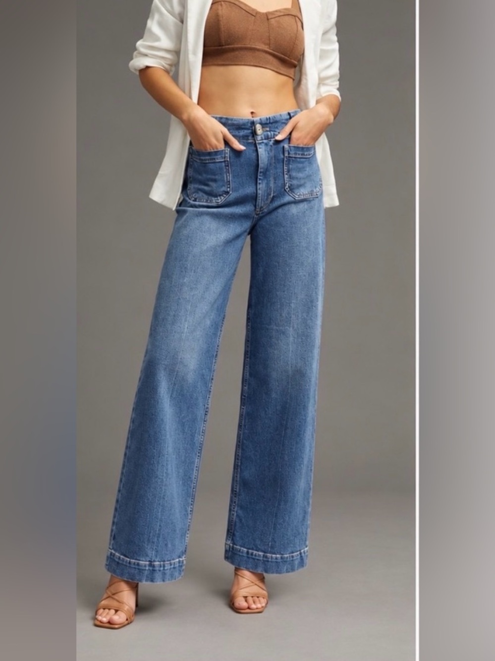 Anthro Pilcro The Skipper Wide-Leg Jeans Blue Women’s Tall Sz 31x29 Stretchy